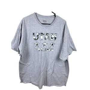 Brisco brands T-shirt men's 2X gray Utah stars 1896 camo patches XXL